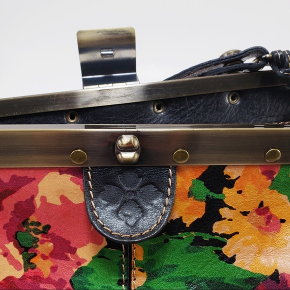 Patricia Nash Ferrara Frame Italian Leather Satchel Vintage inspired Bag Flowers - Picture 10 of 14